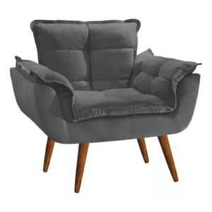 Poltrona Decorativa Opala Suede Graffite