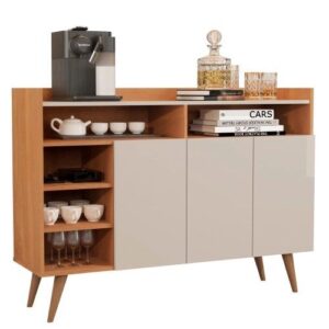 Buffet Aparador 3 Portas Nichos Retro Celta NatureOff White – Germai