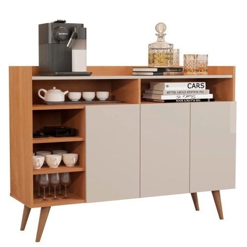 Buffet Aparador 3 Portas Nichos Retro Celta NatureOff White – Germai