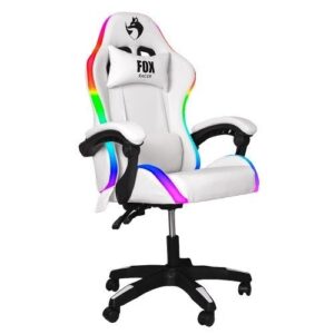 Cadeira Gamer Fox Racer Nordic rgb Encosto Ajustavel Branca Até 120kg