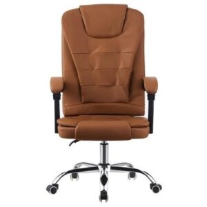 Cadeira de Escritório Presidente Base Cromada com Rodinha Fortt Liverpool Marrom – CPF05-M