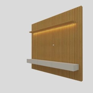 Estante Home Ripada para TV até 85 Polegadas com LED 3 Gavetas Nobre Clean Gelius Móveis