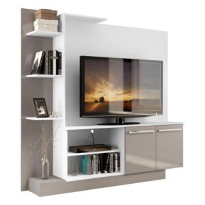 Estante para TV até 55 Multimóveis Denver FG2473 Branca/Lacca Fumê