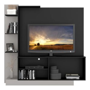 Estante para TV até 55 Multimóveis Denver FG2473 Preta/Lacca Fumê