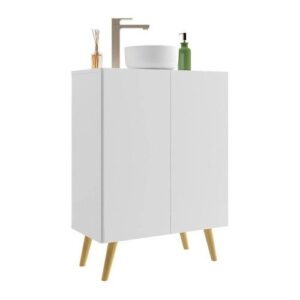 Gabinete Banheiro 2 Portas Retrô 63cm Multimóveis MP5006 BrancoNatural