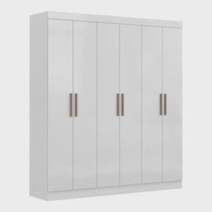 Guarda Roupa Casal 6 Portas 2 Gavetas Paris Siena Móveis Branco