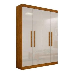 Guarda-Roupa Solteiro Malibu 4 pt Imbuia e Off White