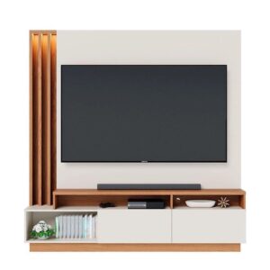 Home Estante Humaita 2 Portas E Nicho Para Tvs Até 75 Polegadas Com Led Colibri Off White Mattefreijó
