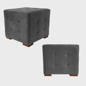 Kit 2 Puffs Cuba Decorativo Suede Cinza – Navega Móveis