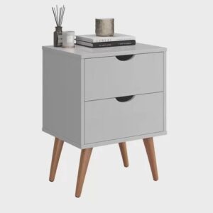 Mesa De Cabeceira Retrô Com Puxador Novo Design Madri – Branco