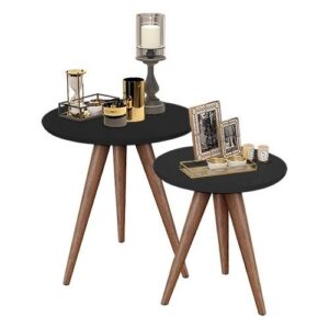 Mesa de Canto Lateral Redonda – Preta