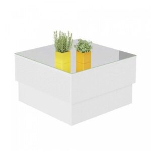 Mesa de Centro com Tampo de Vidro Arredondado Parati Artely Branco