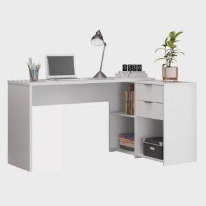 Mesa de Escritório em L 2 Gavetas 3 Nichos Office nt 2060 Notável Móveis
