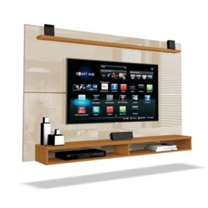 Painel Para TV Até 65 Polegadas Com Prateleira 1,80m Max Cedro  Off White