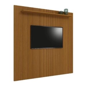 Painel Para Tv Até 75 Polegadas Ripado Impressão 3D Egeo Com Prateleira 2,25m Cedro edn Cedro