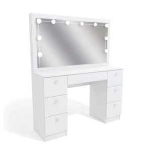 Penteadeira Ditália 7 Gav. PE-80 Branco c Kit Luz Camarim