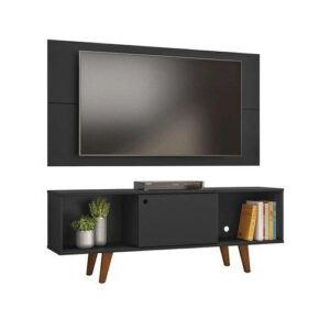 Rack com Painel para TV até 42 Polegadas Salah Preto 135 cm