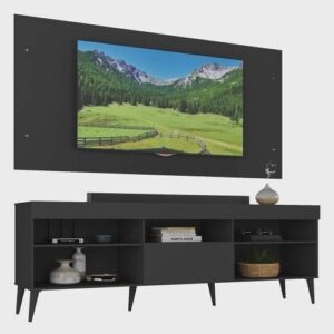 Rack com Painel para TV até 55 Polegadas 1 Porta 5 Nichos Retrô Espresso Móveis