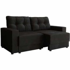 Sofá 2 Lugares Retrátil Lubeck Suede Preto 140cm