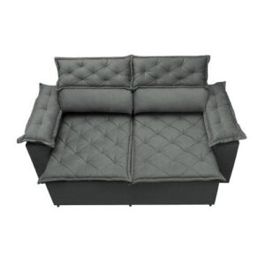 Sofá 3 Lugares Retrátil e Reclinável Cama inBox Compact 1,80m Velusoft Cinza