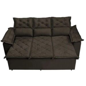 Sofá 3 Lugares Retrátil e Reclinável Cama inBox Compact 2,00m Velusoft Café