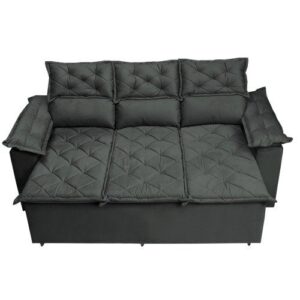 Sofá 3 Lugares Retrátil e Reclinável Cama inBox Compact 2,00m Velusoft Cinza
